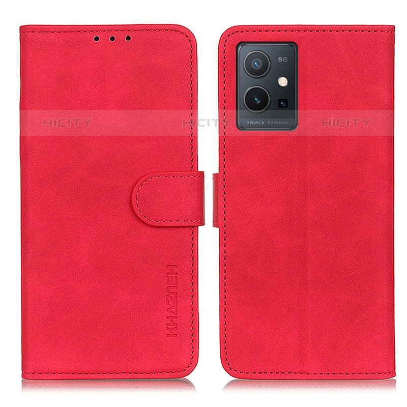 Coque Portefeuille Livre Cuir Etui Clapet K03Z pour Vivo iQOO Z6 5G Rouge Plus