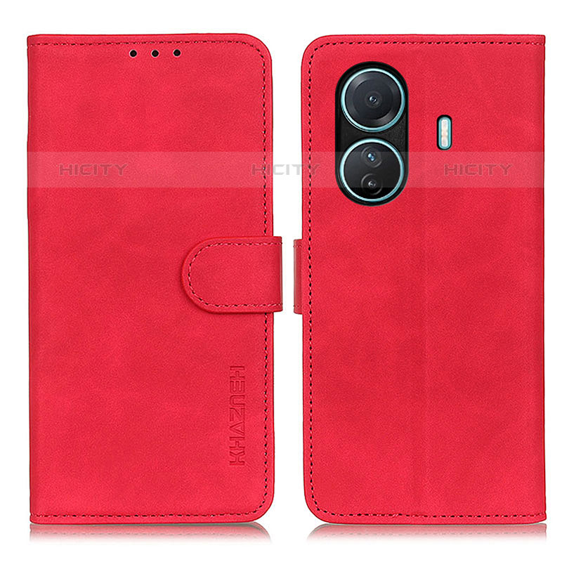 Coque Portefeuille Livre Cuir Etui Clapet K03Z pour Vivo iQOO Z6 Pro 5G Rouge Plus