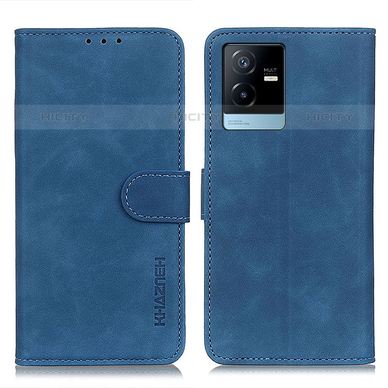 Coque Portefeuille Livre Cuir Etui Clapet K03Z pour Vivo iQOO Z6x Bleu Plus