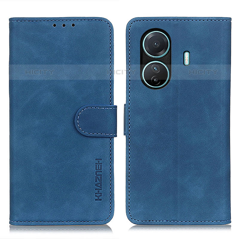 Coque Portefeuille Livre Cuir Etui Clapet K03Z pour Vivo T1 Pro 5G Bleu Plus