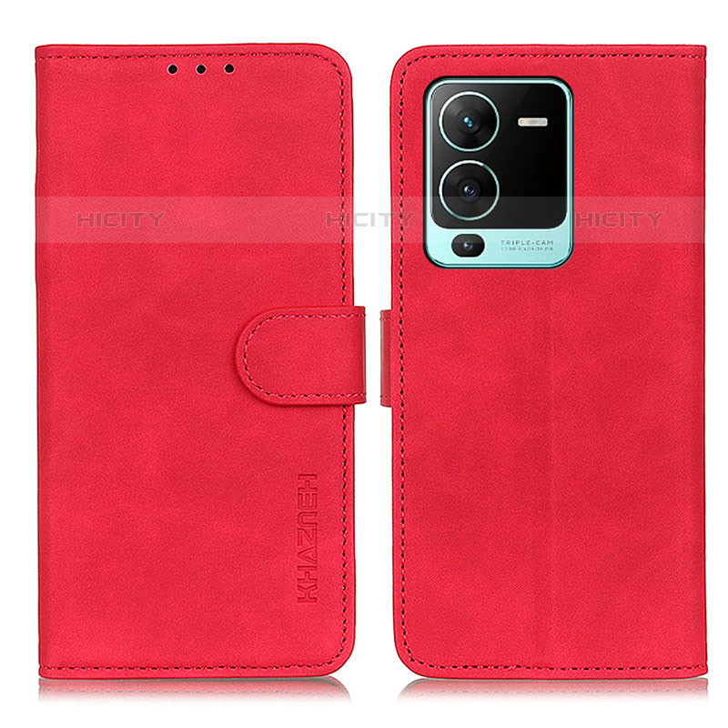 Coque Portefeuille Livre Cuir Etui Clapet K03Z pour Vivo V25 Pro 5G Rouge Plus