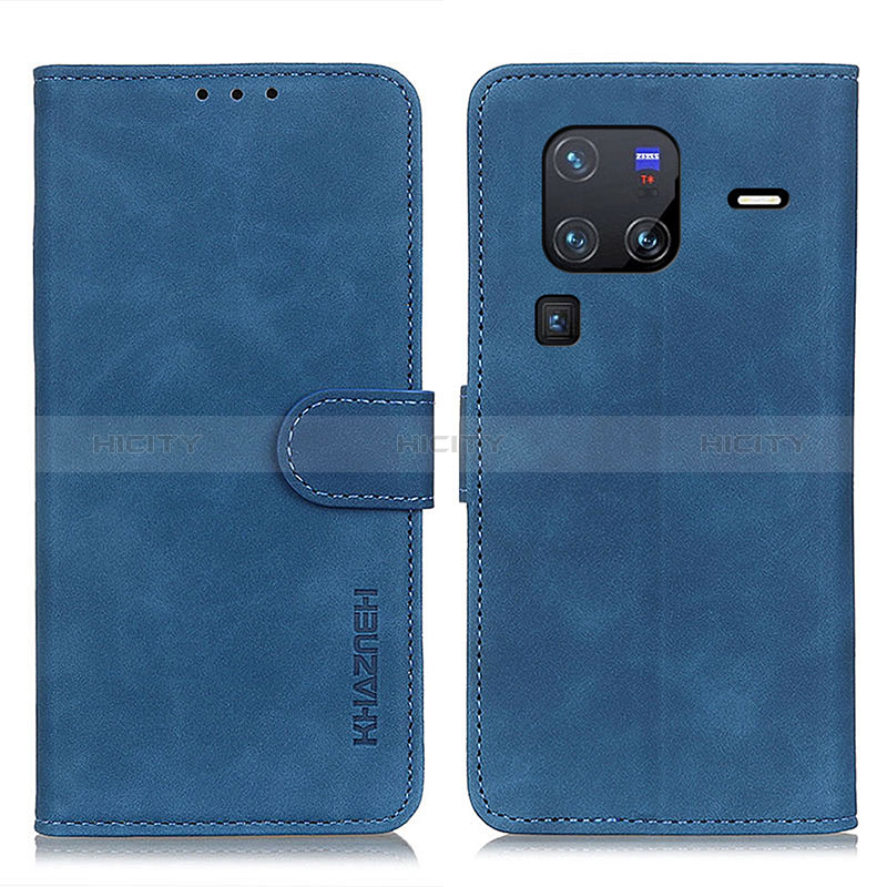 Coque Portefeuille Livre Cuir Etui Clapet K03Z pour Vivo X80 Pro 5G Bleu Plus