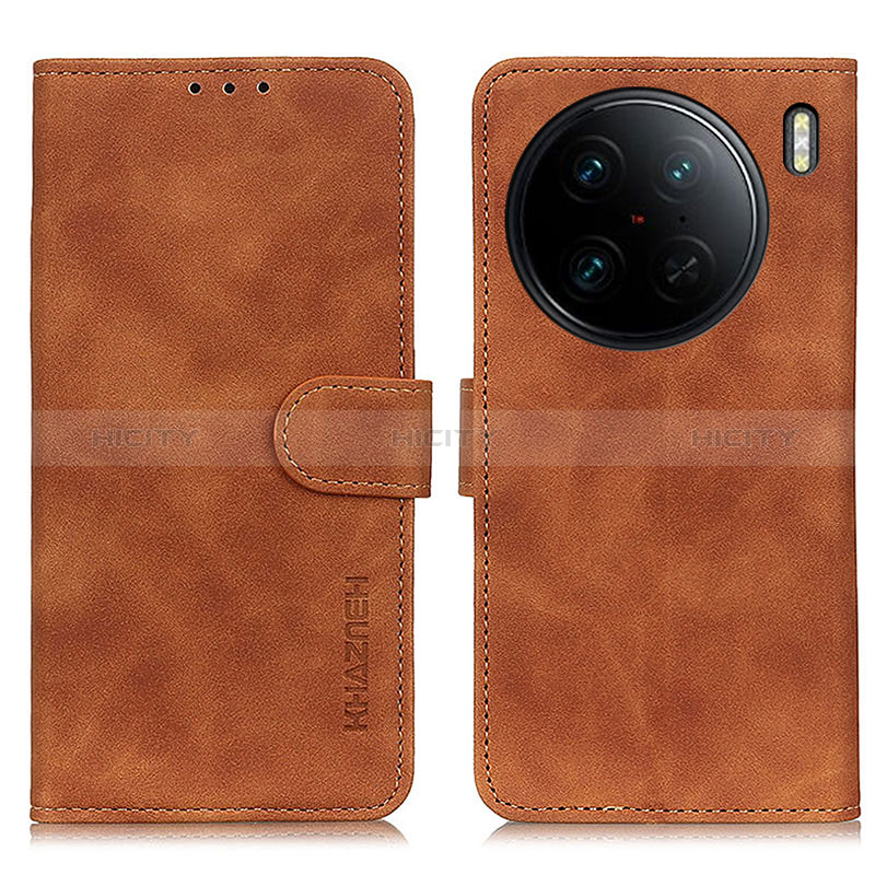 Coque Portefeuille Livre Cuir Etui Clapet K03Z pour Vivo X90 Pro 5G Marron Plus