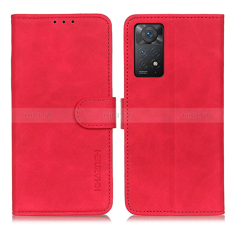 Coque Portefeuille Livre Cuir Etui Clapet K03Z pour Xiaomi Redmi Note 11 Pro 4G Rouge Plus
