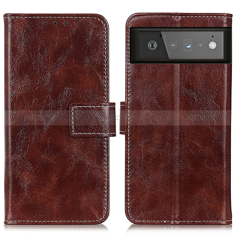 Coque Portefeuille Livre Cuir Etui Clapet K04Z pour Google Pixel 6 5G Marron Plus