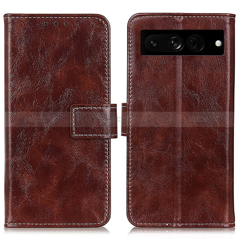 Coque Portefeuille Livre Cuir Etui Clapet K04Z pour Google Pixel 7 Pro 5G Marron Plus