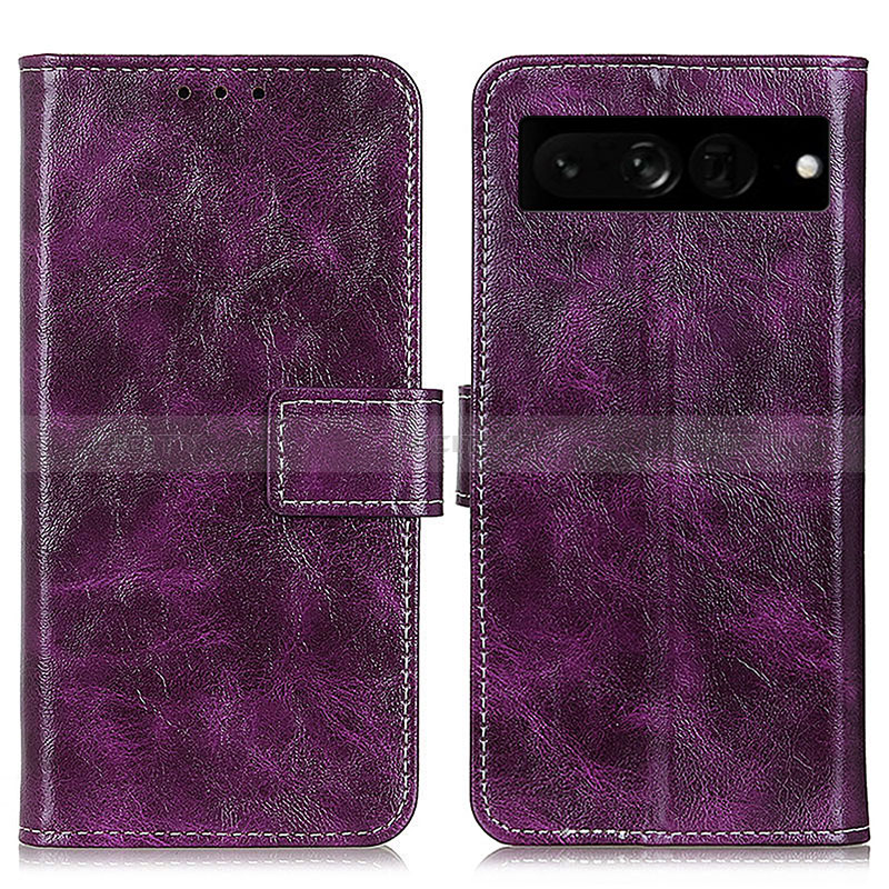 Coque Portefeuille Livre Cuir Etui Clapet K04Z pour Google Pixel 7 Pro 5G Violet Plus