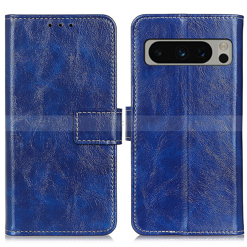 Coque Portefeuille Livre Cuir Etui Clapet K04Z pour Google Pixel 8 Pro 5G Bleu Plus