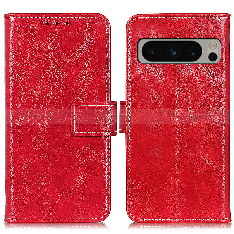 Coque Portefeuille Livre Cuir Etui Clapet K04Z pour Google Pixel 8 Pro 5G Rouge Plus