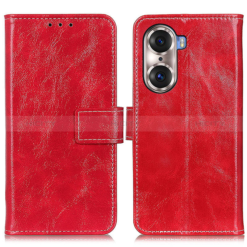 Coque Portefeuille Livre Cuir Etui Clapet K04Z pour Huawei Honor 60 5G Rouge Plus