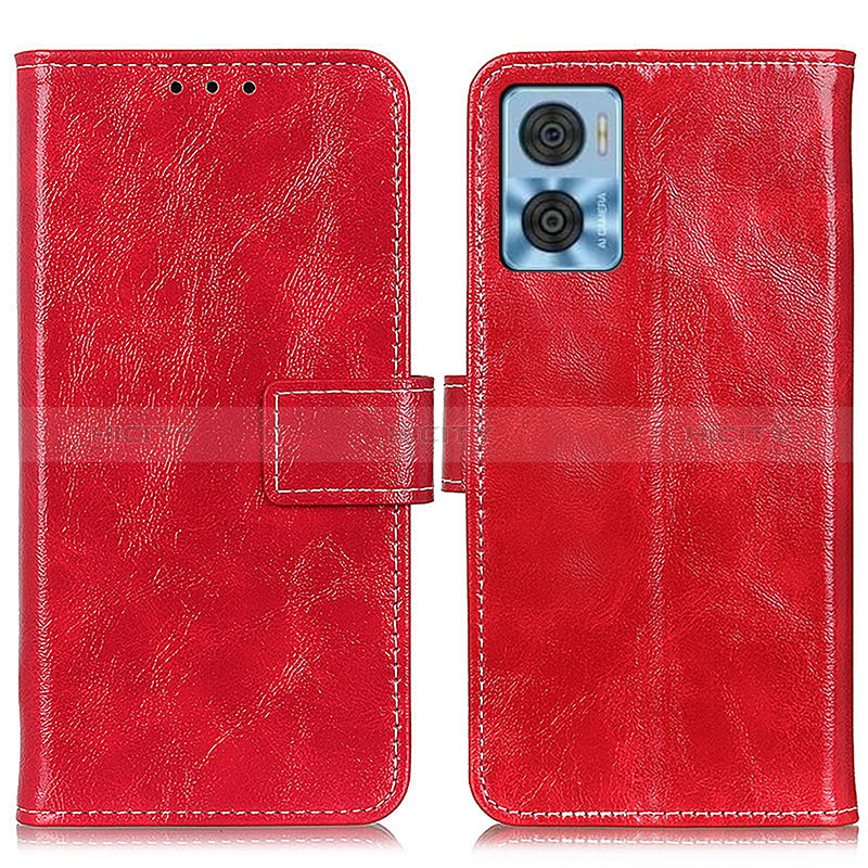 Coque Portefeuille Livre Cuir Etui Clapet K04Z pour Motorola Moto E22 Rouge Plus