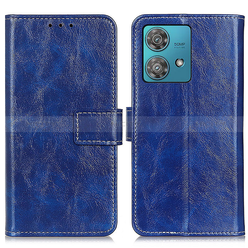 Coque Portefeuille Livre Cuir Etui Clapet K04Z pour Motorola Moto Edge 40 Neo 5G Bleu Plus