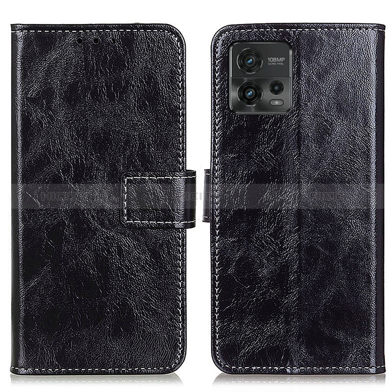 Coque Portefeuille Livre Cuir Etui Clapet K04Z pour Motorola Moto G72 Noir Plus