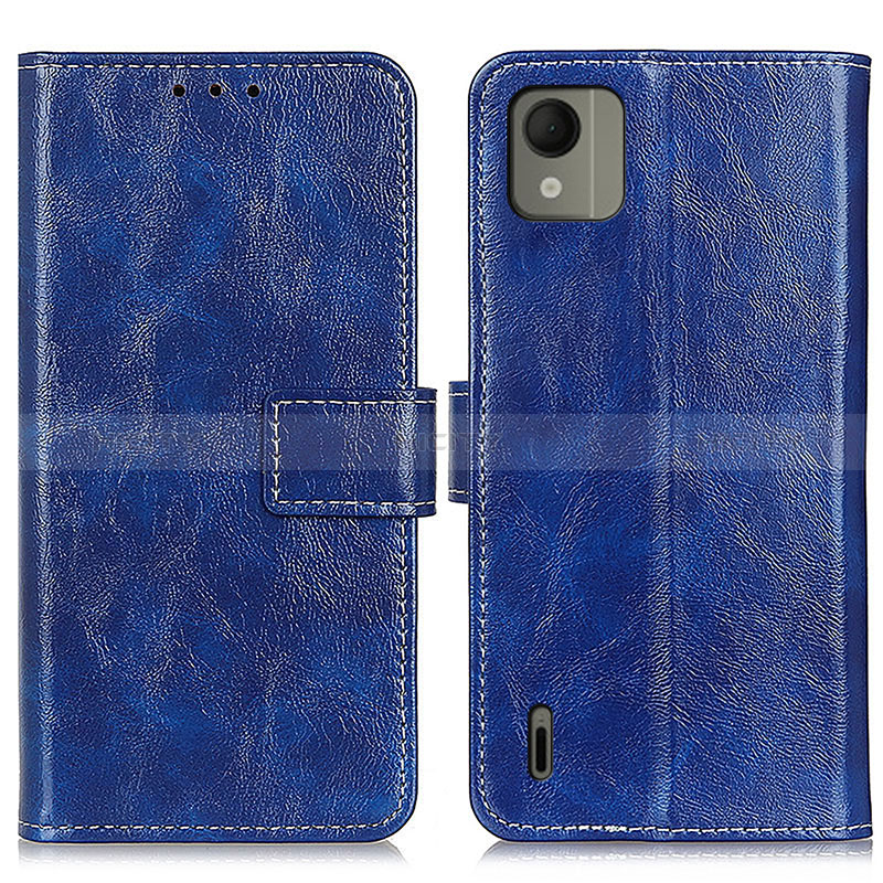 Coque Portefeuille Livre Cuir Etui Clapet K04Z pour Nokia C110 Bleu Plus