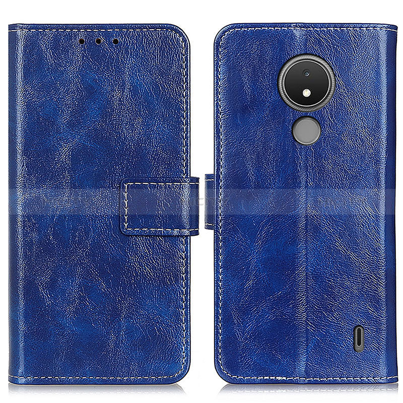 Coque Portefeuille Livre Cuir Etui Clapet K04Z pour Nokia C21 Bleu Plus