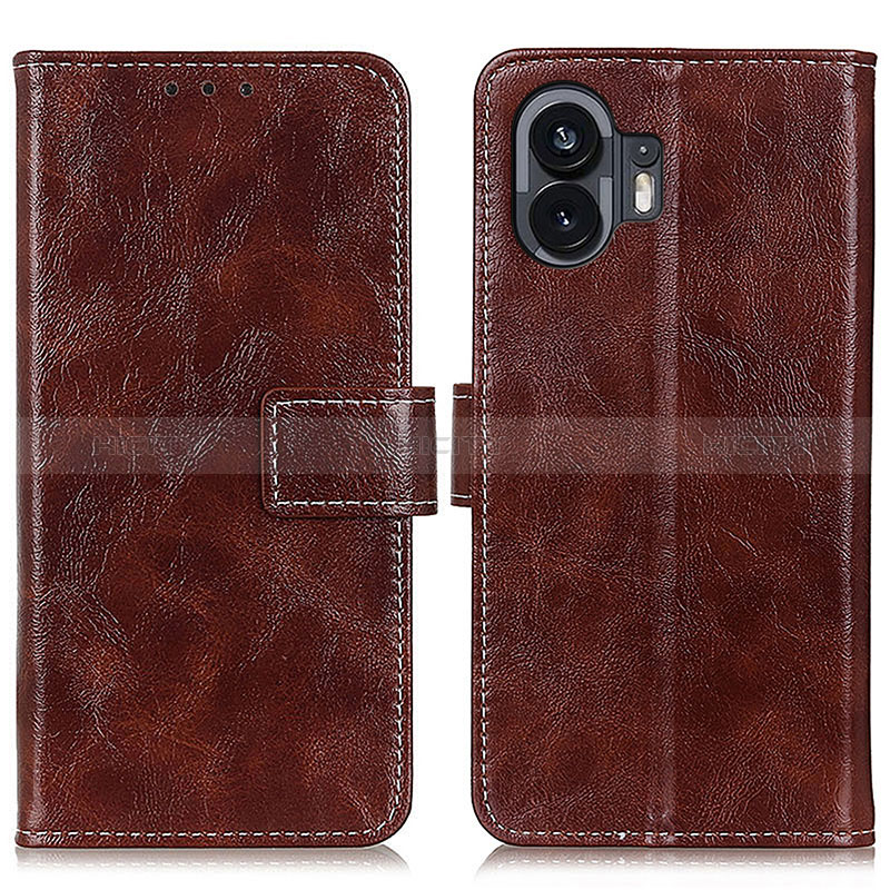 Coque Portefeuille Livre Cuir Etui Clapet K04Z pour Nothing Phone 2 Marron Plus