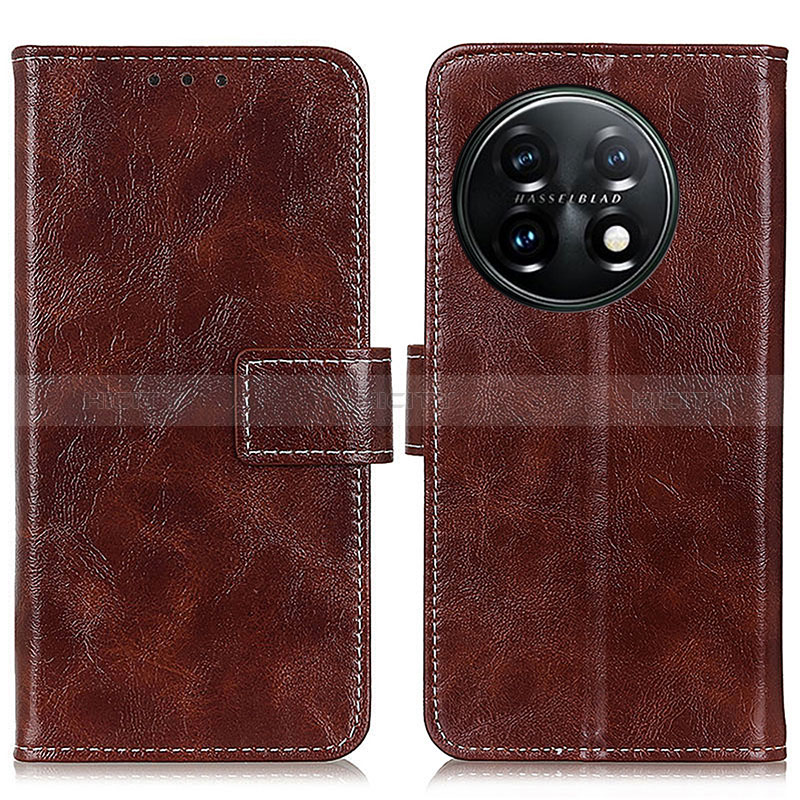 Coque Portefeuille Livre Cuir Etui Clapet K04Z pour OnePlus 11 5G Marron Plus