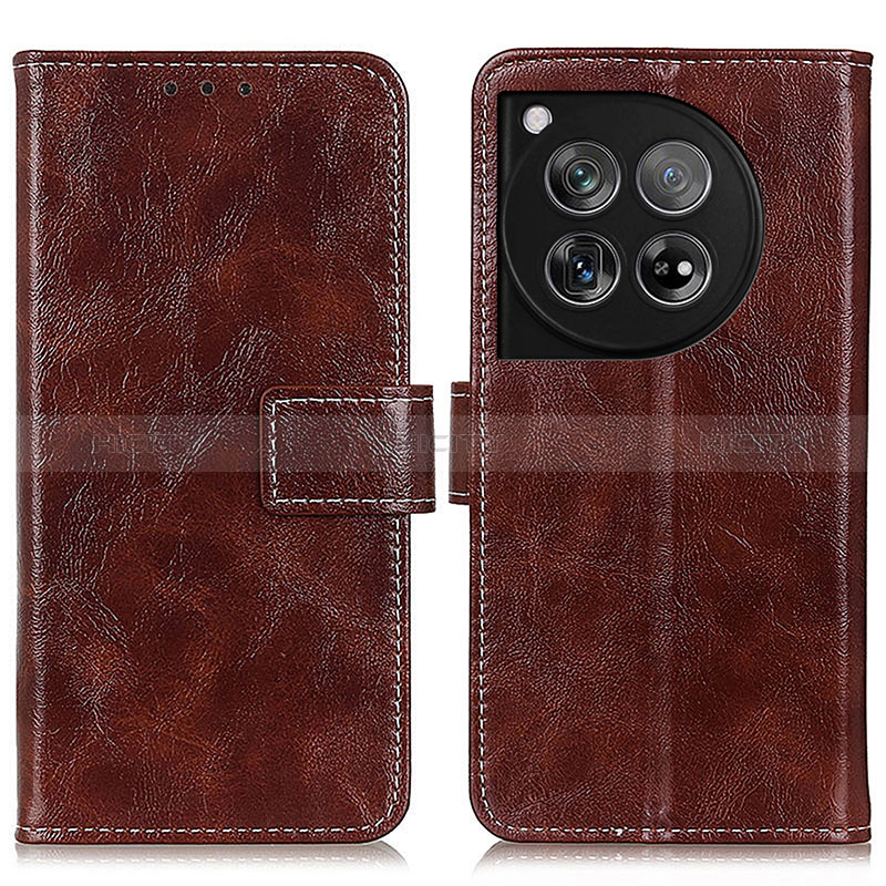 Coque Portefeuille Livre Cuir Etui Clapet K04Z pour OnePlus 12 5G Marron Plus