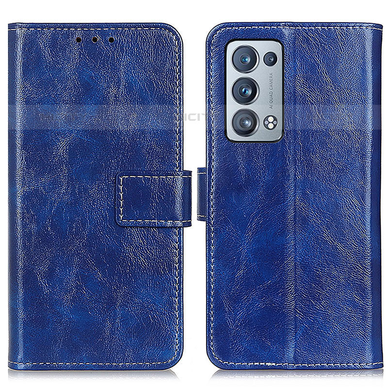 Coque Portefeuille Livre Cuir Etui Clapet K04Z pour Oppo Reno6 Pro 5G Bleu Plus