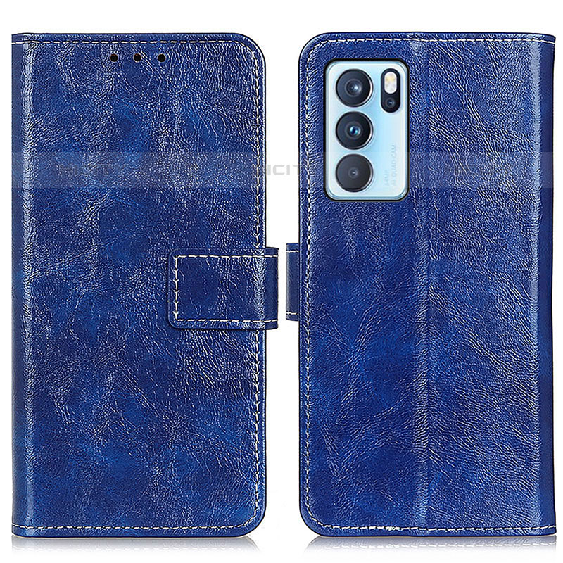 Coque Portefeuille Livre Cuir Etui Clapet K04Z pour Oppo Reno6 Pro 5G India Bleu Plus