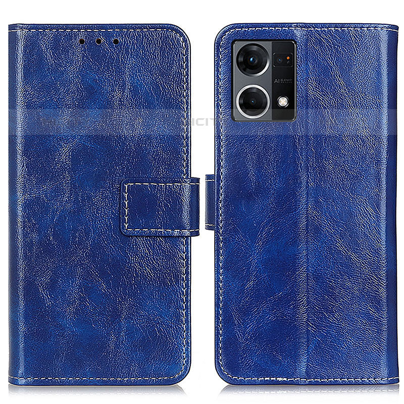 Coque Portefeuille Livre Cuir Etui Clapet K04Z pour Oppo Reno7 4G Bleu Plus