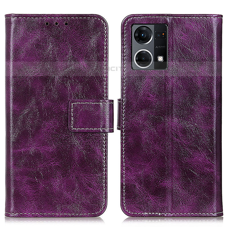 Coque Portefeuille Livre Cuir Etui Clapet K04Z pour Oppo Reno7 4G Violet Plus