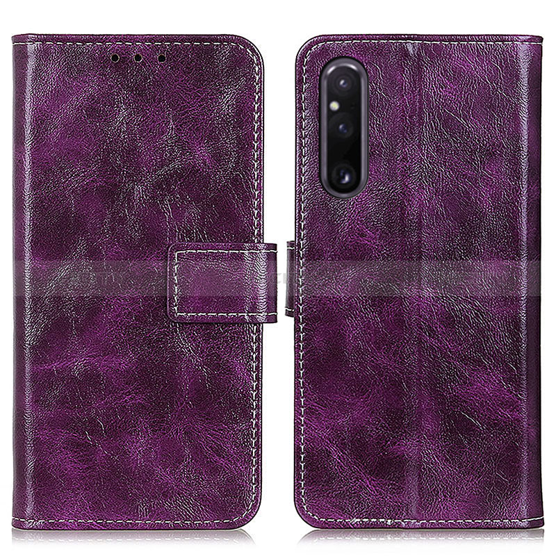 Coque Portefeuille Livre Cuir Etui Clapet K04Z pour Sony Xperia 1 V Violet Plus