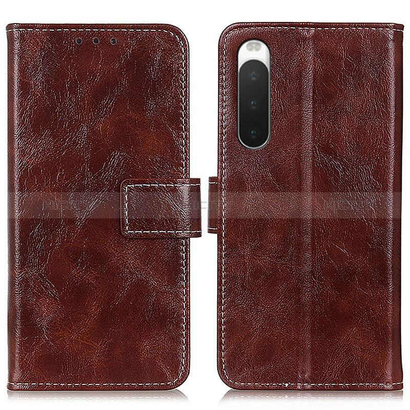 Coque Portefeuille Livre Cuir Etui Clapet K04Z pour Sony Xperia 10 IV Marron Plus