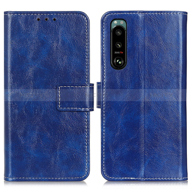 Coque Portefeuille Livre Cuir Etui Clapet K04Z pour Sony Xperia 5 III SO-53B Bleu Plus