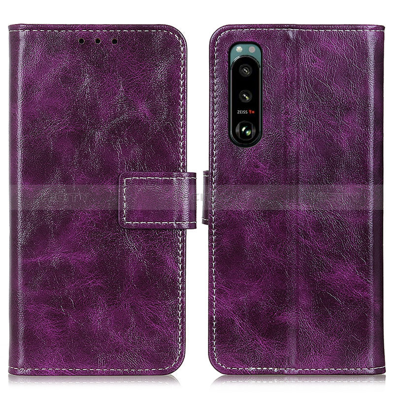 Coque Portefeuille Livre Cuir Etui Clapet K04Z pour Sony Xperia 5 III SO-53B Violet Plus