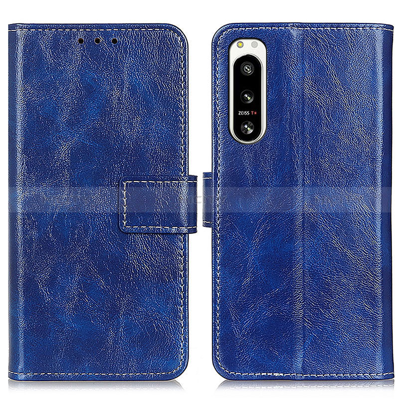 Coque Portefeuille Livre Cuir Etui Clapet K04Z pour Sony Xperia 5 IV Bleu Plus