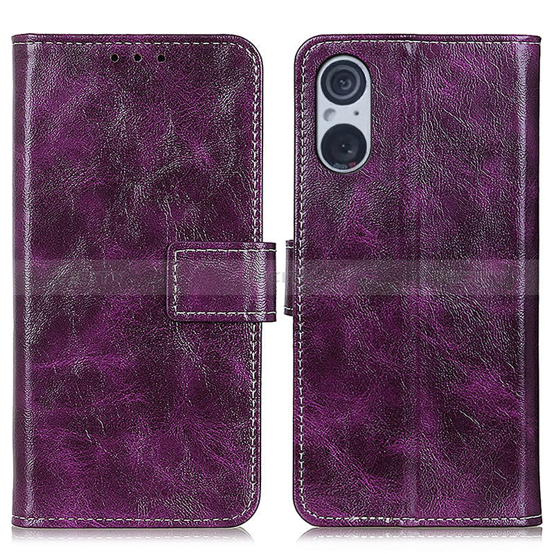 Coque Portefeuille Livre Cuir Etui Clapet K04Z pour Sony Xperia 5 V Violet Plus