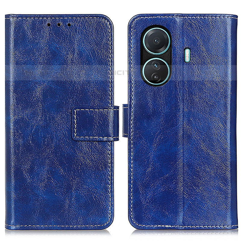 Coque Portefeuille Livre Cuir Etui Clapet K04Z pour Vivo iQOO Z6 Pro 5G Bleu Plus