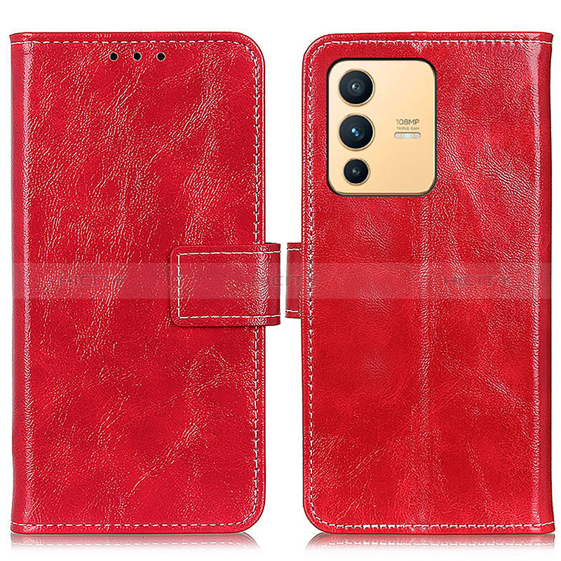 Coque Portefeuille Livre Cuir Etui Clapet K04Z pour Vivo V23 5G Rouge Plus