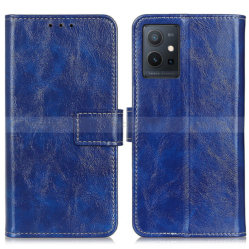 Coque Portefeuille Livre Cuir Etui Clapet K04Z pour Vivo Y30 5G Bleu Plus