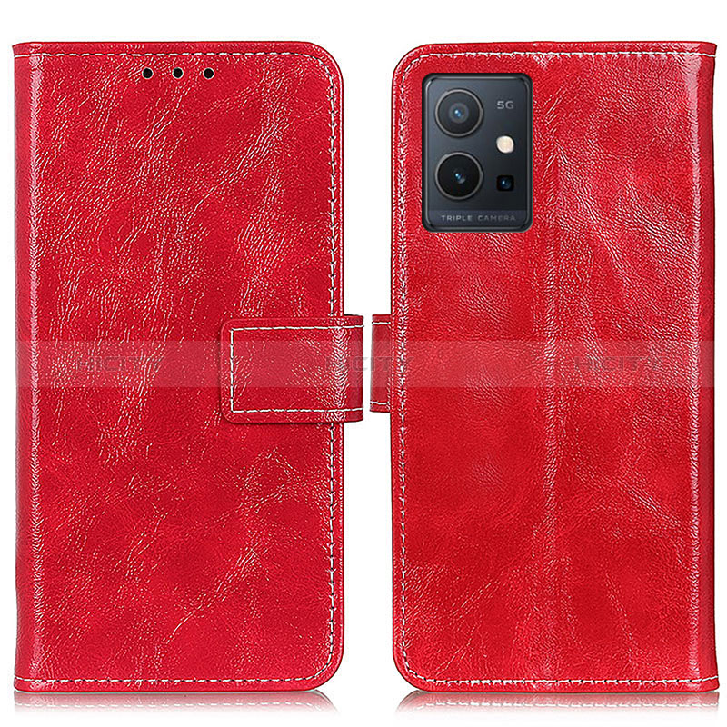 Coque Portefeuille Livre Cuir Etui Clapet K04Z pour Vivo Y30 5G Rouge Plus