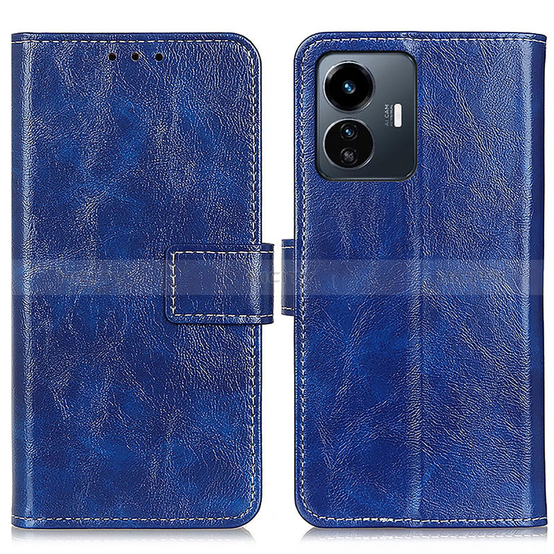 Coque Portefeuille Livre Cuir Etui Clapet K04Z pour Vivo Y77 5G Bleu Plus