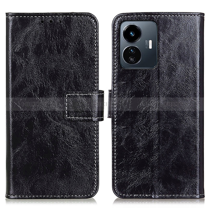 Coque Portefeuille Livre Cuir Etui Clapet K04Z pour Vivo Y77 5G Noir Plus