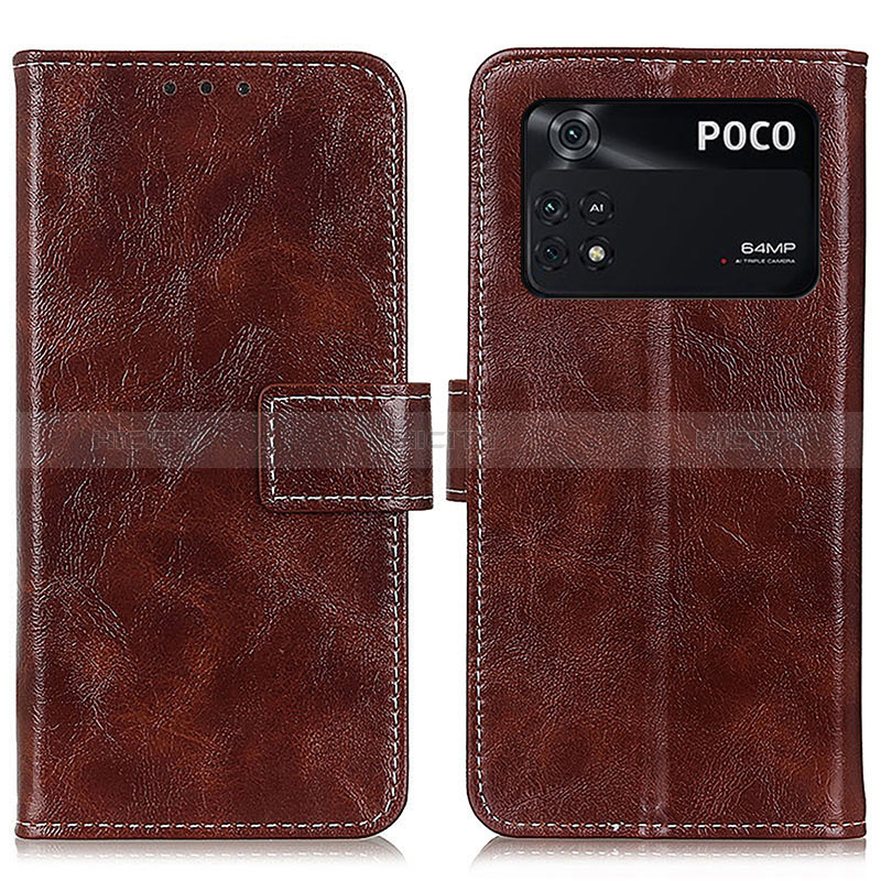 Coque Portefeuille Livre Cuir Etui Clapet K04Z pour Xiaomi Poco M4 Pro 4G Marron Plus