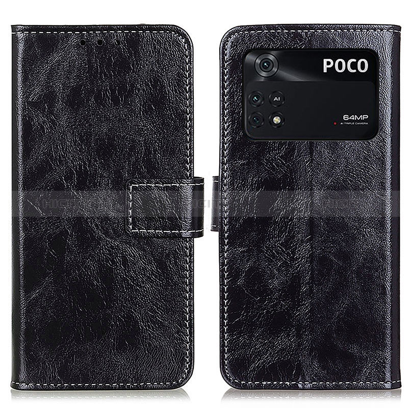 Coque Portefeuille Livre Cuir Etui Clapet K04Z pour Xiaomi Poco M4 Pro 4G Noir Plus