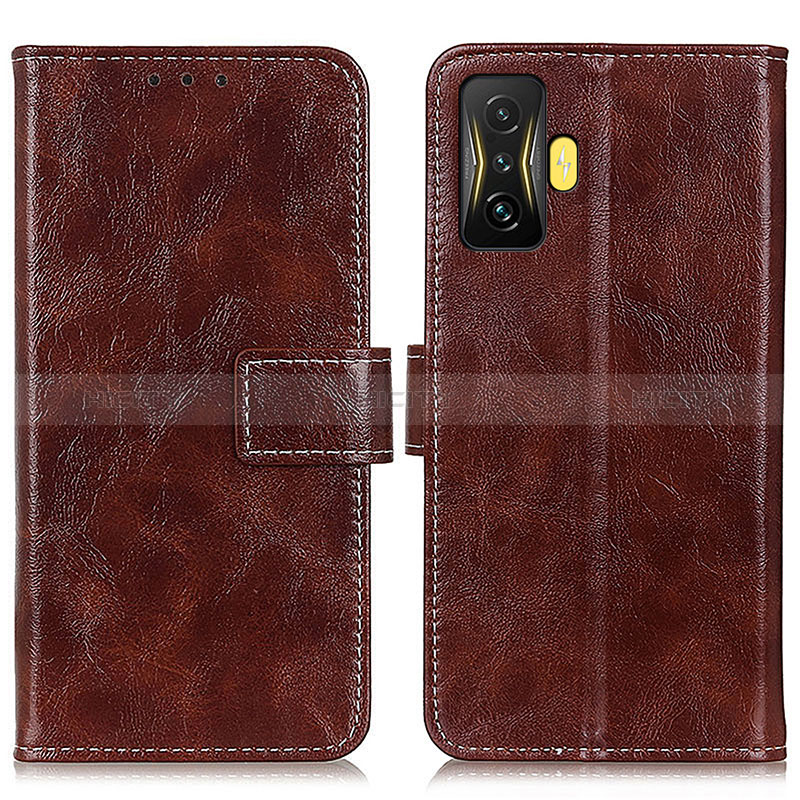 Coque Portefeuille Livre Cuir Etui Clapet K04Z pour Xiaomi Redmi K50 Gaming 5G Marron Plus