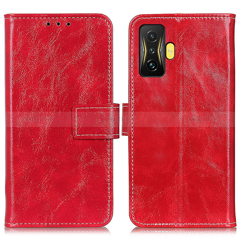 Coque Portefeuille Livre Cuir Etui Clapet K04Z pour Xiaomi Redmi K50 Gaming 5G Rouge Plus