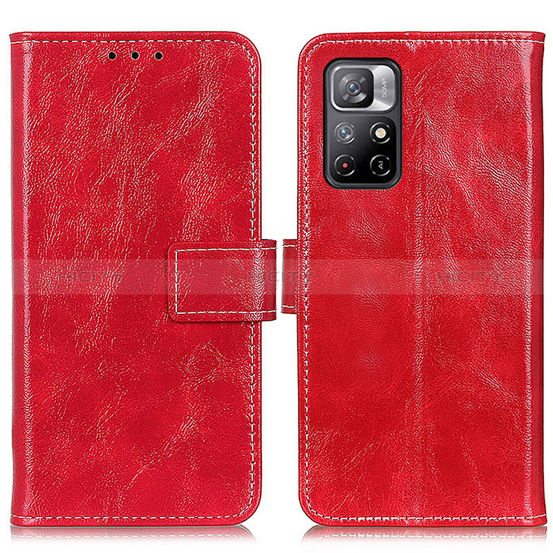 Coque Portefeuille Livre Cuir Etui Clapet K04Z pour Xiaomi Redmi Note 11S 5G Rouge Plus