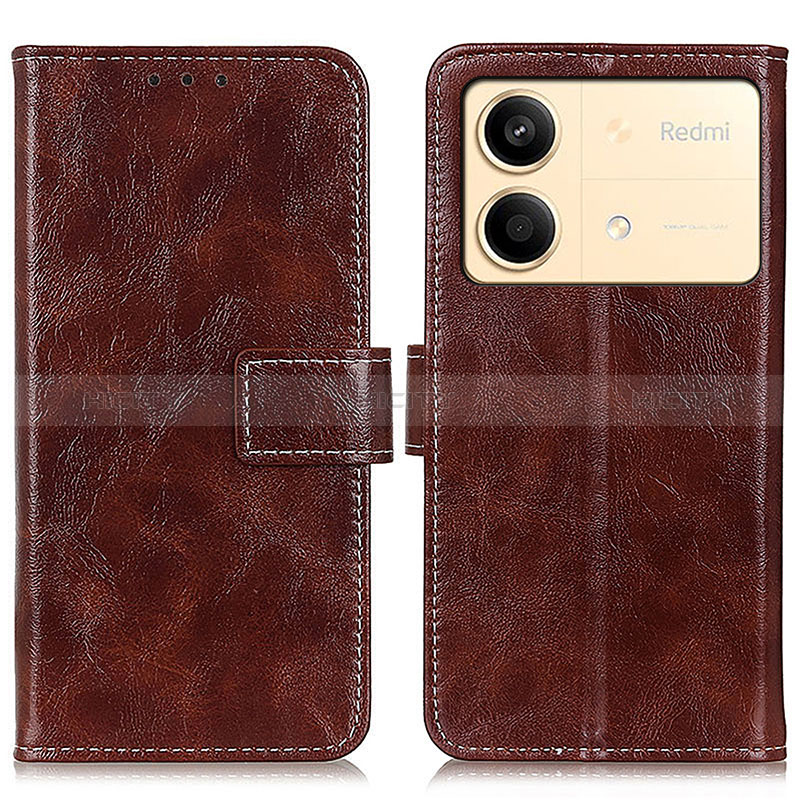 Coque Portefeuille Livre Cuir Etui Clapet K04Z pour Xiaomi Redmi Note 13R Pro 5G Marron Plus