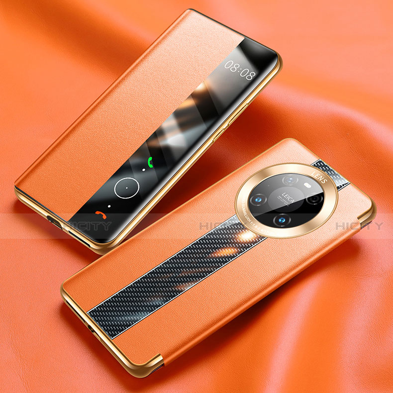 Coque Portefeuille Livre Cuir Etui Clapet K05 pour Huawei Mate 40 Pro Orange Plus