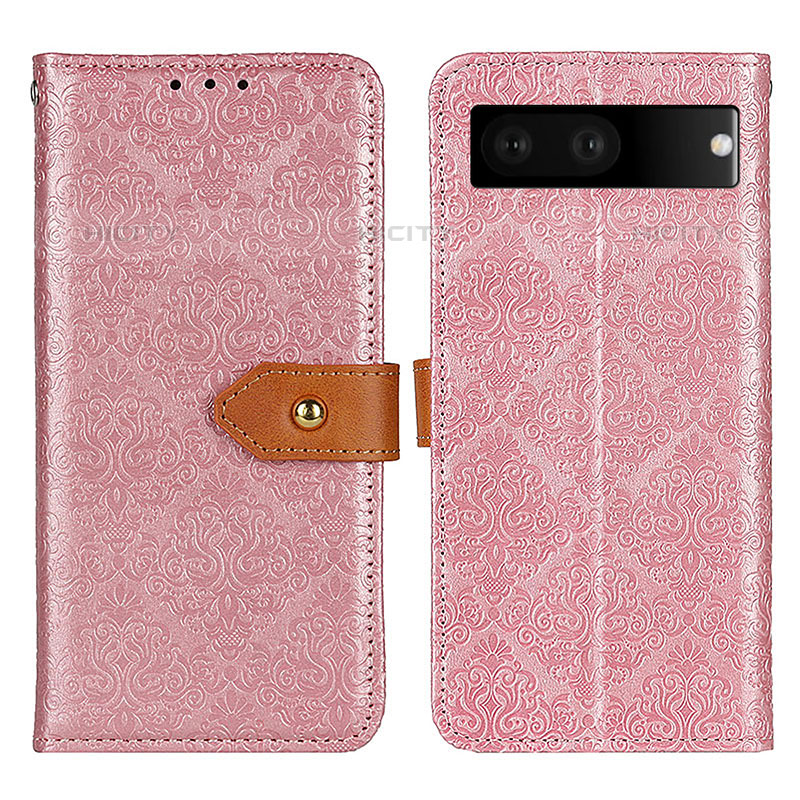 Coque Portefeuille Livre Cuir Etui Clapet K05Z pour Google Pixel 7 5G Rose Plus