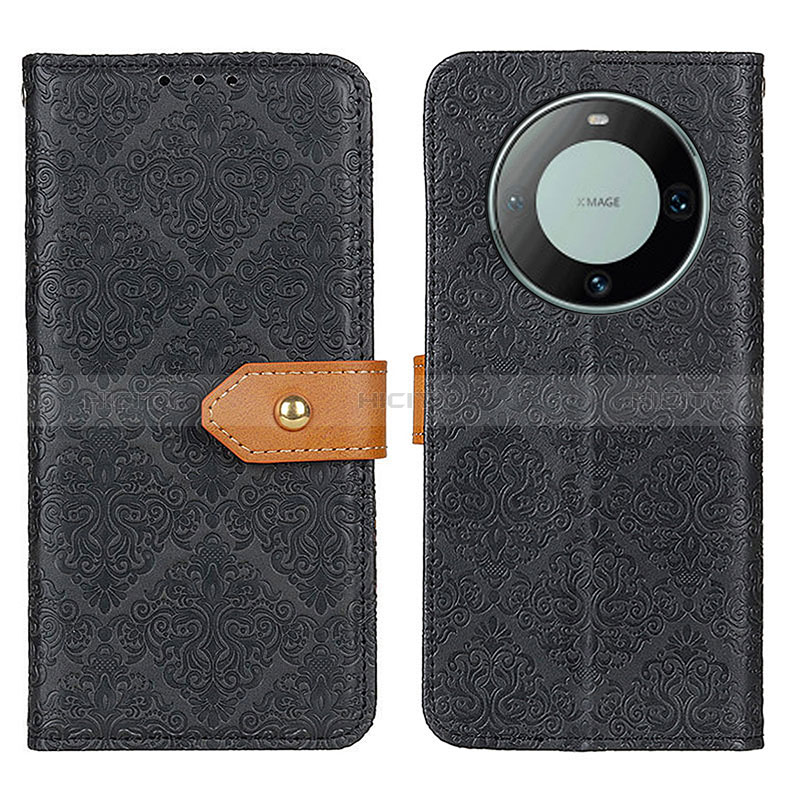 Coque Portefeuille Livre Cuir Etui Clapet K05Z pour Huawei Mate 60 Noir Plus