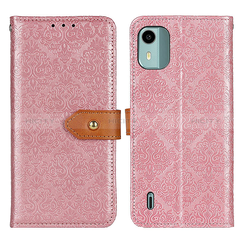 Coque Portefeuille Livre Cuir Etui Clapet K05Z pour Nokia C12 Plus Rose Plus