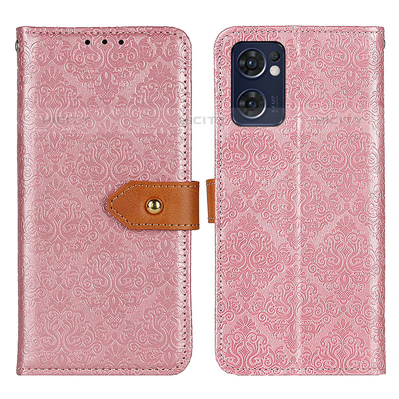 Coque Portefeuille Livre Cuir Etui Clapet K05Z pour Oppo Reno7 5G Rose Plus