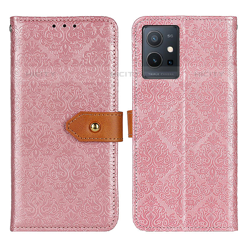 Coque Portefeuille Livre Cuir Etui Clapet K05Z pour Vivo iQOO Z6 5G Rose Plus